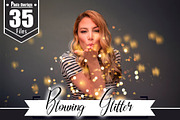 35 blowing glitter photoshop overlay, a Layer Style Add-On by OverlayBox (Thumbnail 1 of 5)