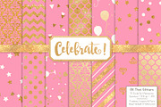 Gold Foil Digital Papers in Pink, a Pattern Graphic by Amanda Ilkov (Thumbnail 1 of 4)