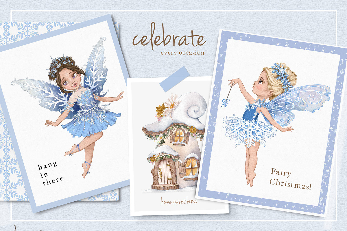 Fairy Christmas-Winter Illustrations, a Seasonal Illustration by Pretty Little Lines (Photo 4 of 16)