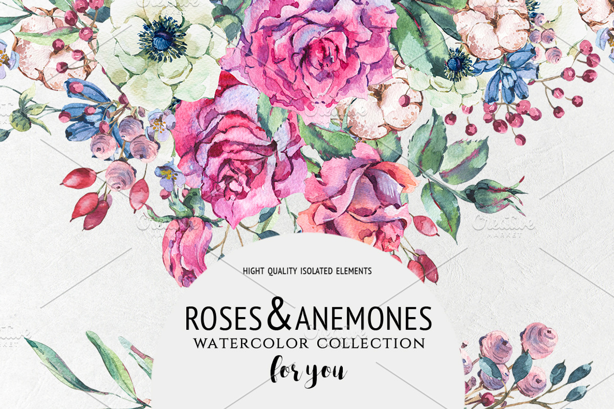 Roses&Anemones for you, a Decorative Illustration by Belusuab (Photo 1 of 4)