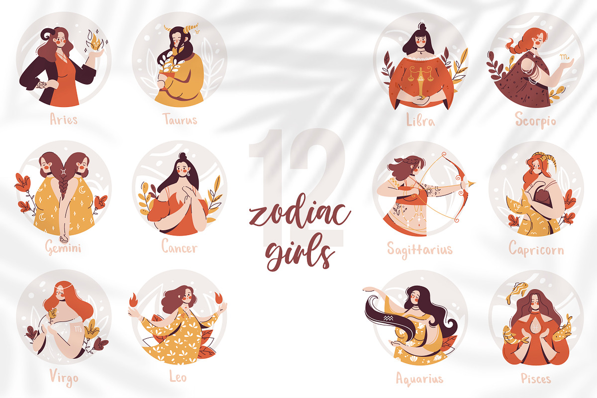 Zodiac Girls Illustration set, a Person Illustration by Frizenasya (Photo 1 of 10)