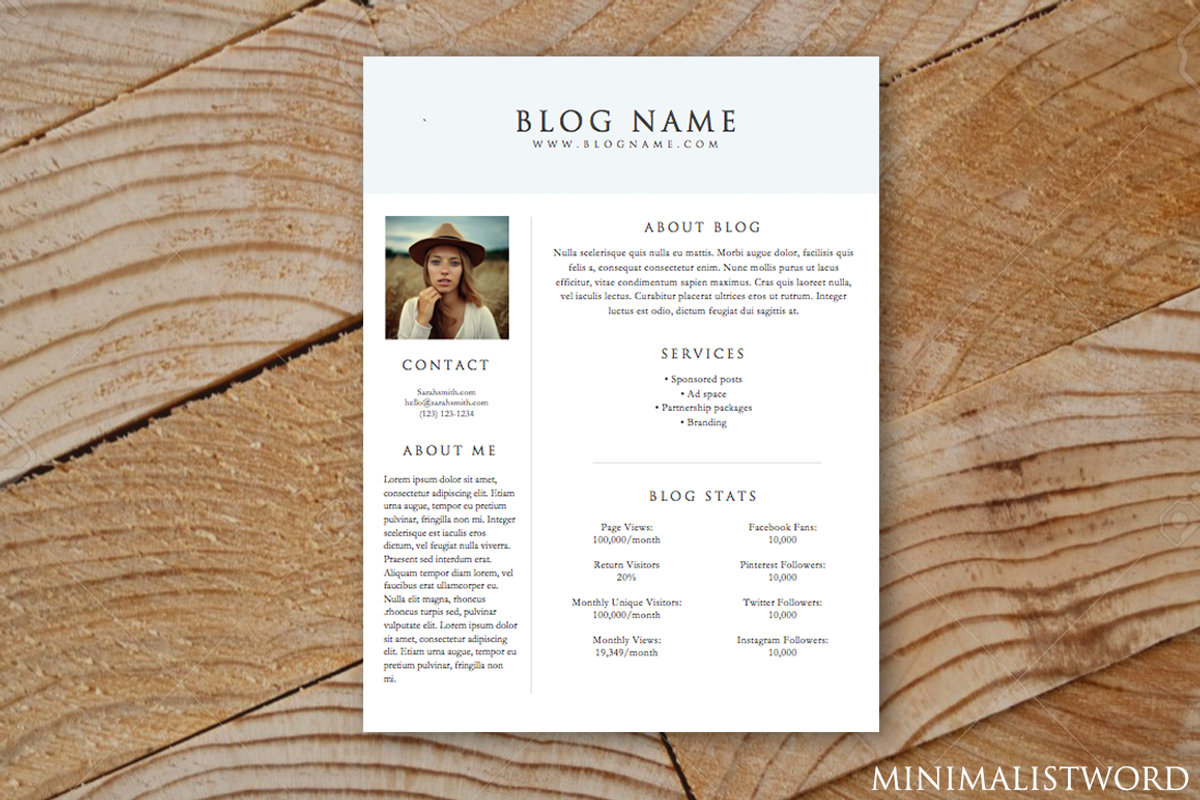 One Page Media Kit Template MS Word, a Templates & Theme by MinimalistWord
