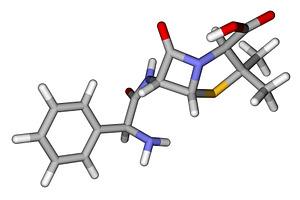 Ampicillin sticks molecular model, a Healthcare Illustration by Leonid Andronov