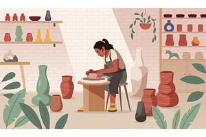 Professional ceramist works in, an Object Illustration by YummyBuum