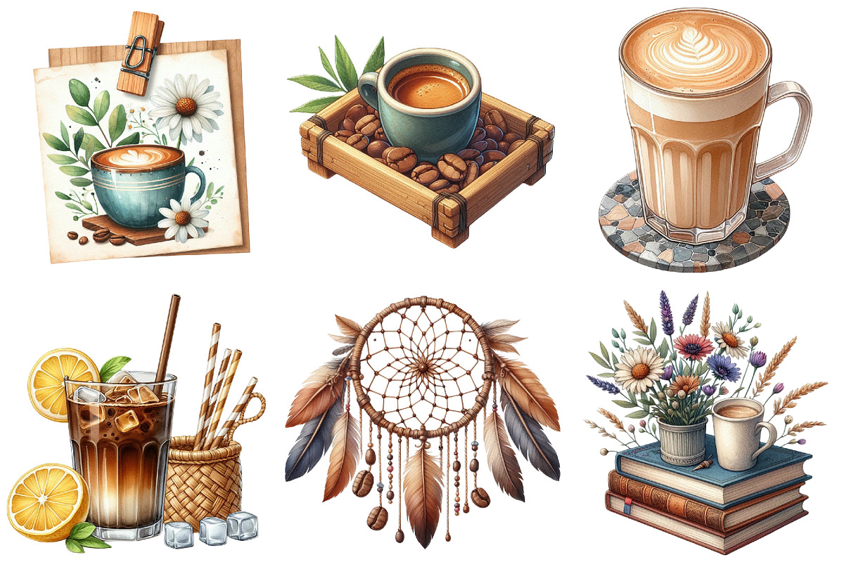 Boho Summer Coffee Time Clipart, an Illustration by Pixels.Craft (Photo 4 of 9)