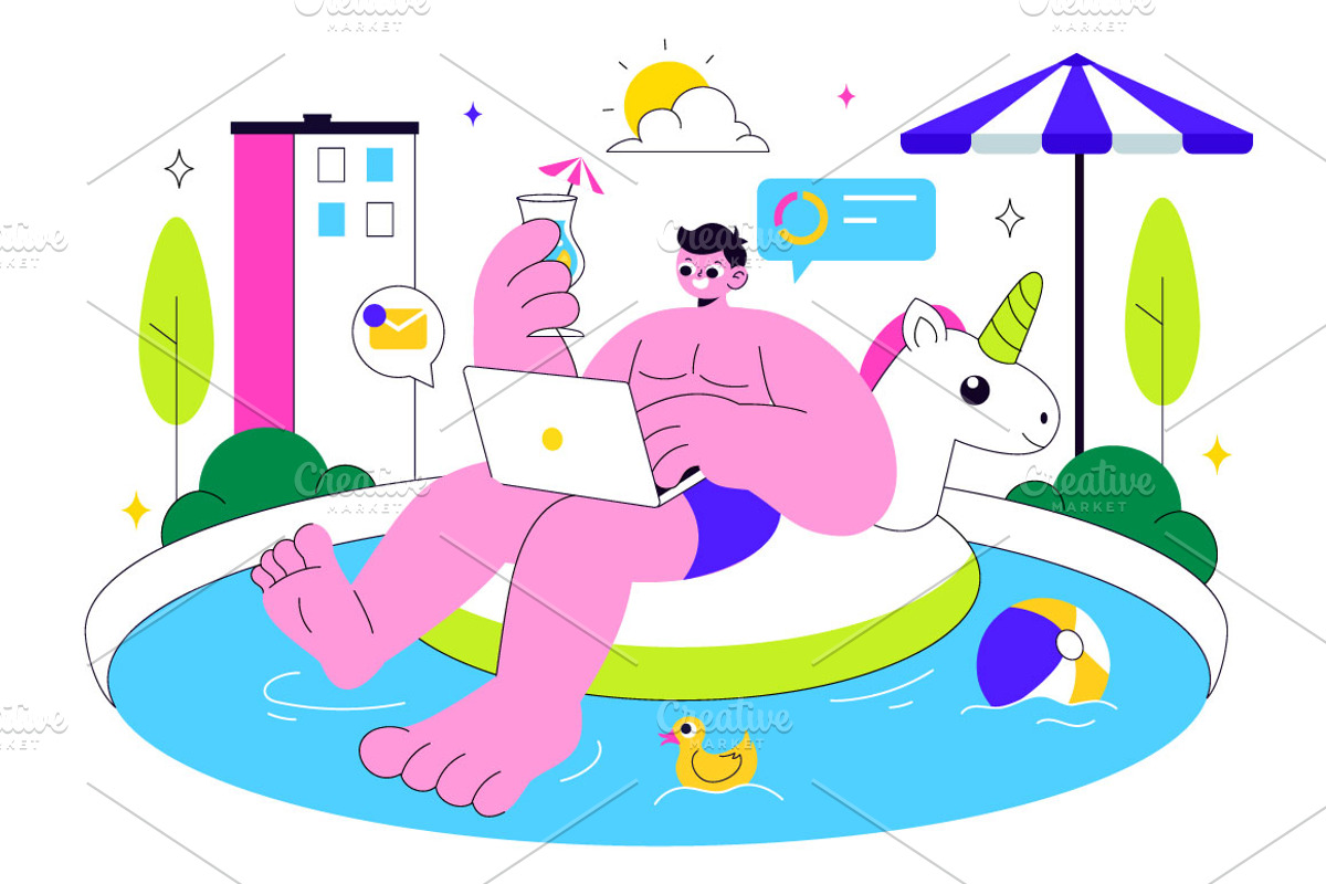 10 Work from Swimming Pool, a Person Illustration by denayunebgt (Photo 4 of 4)