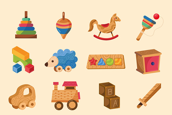 Wooden Toys Icon Set preview 2