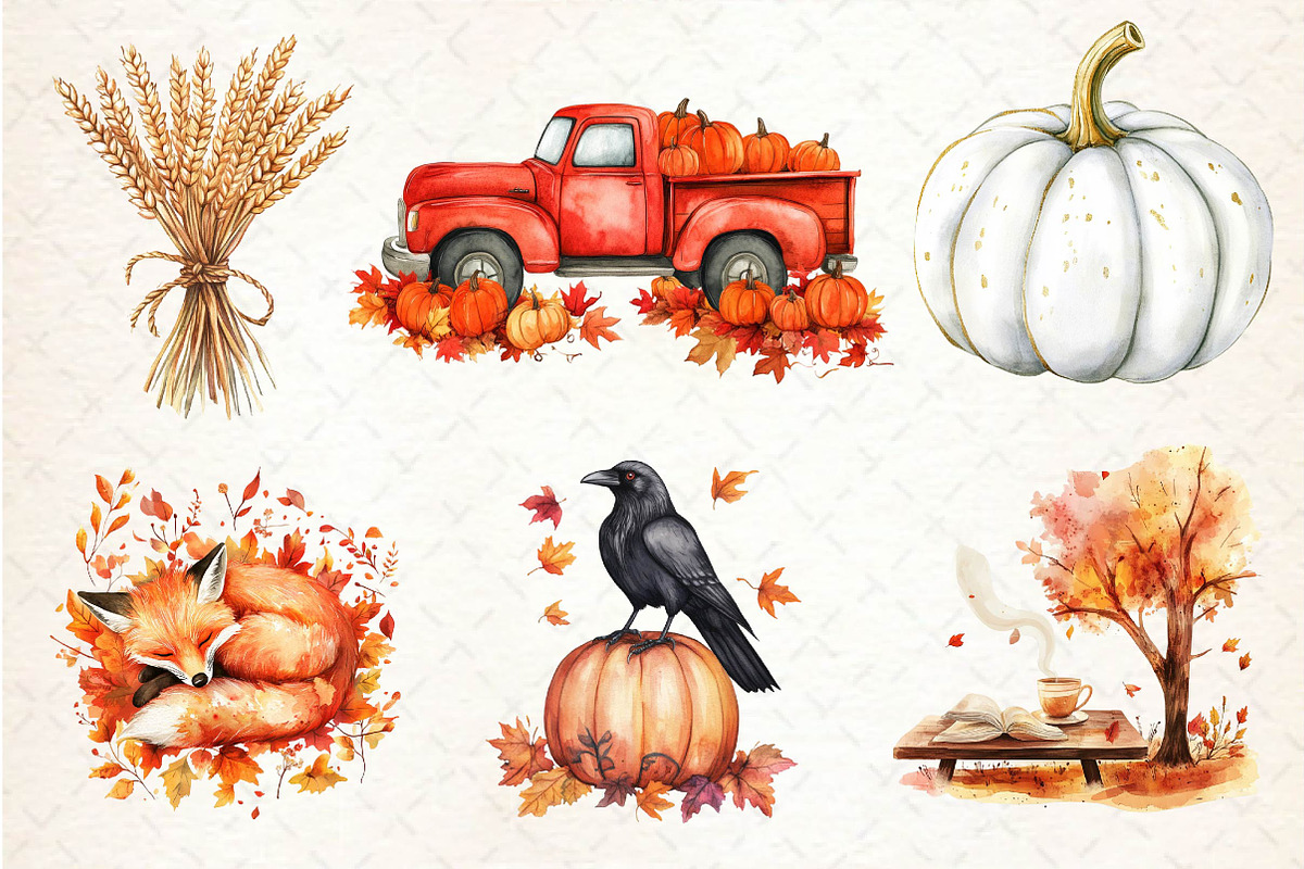 Fall Autumn Sublimation Clipart, an Illustration by Dream Creation (Photo 4 of 6)