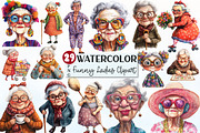 Funny Old Ladies Sublimation Clipart, a Seasonal Illustration by Rose Art (Thumbnail 1 of 4)