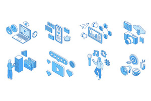 Social media isometric concepts, a Technology Illustration by Valerie Bodnar