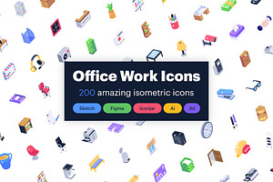 Office Supplies Isometric Icons Pack