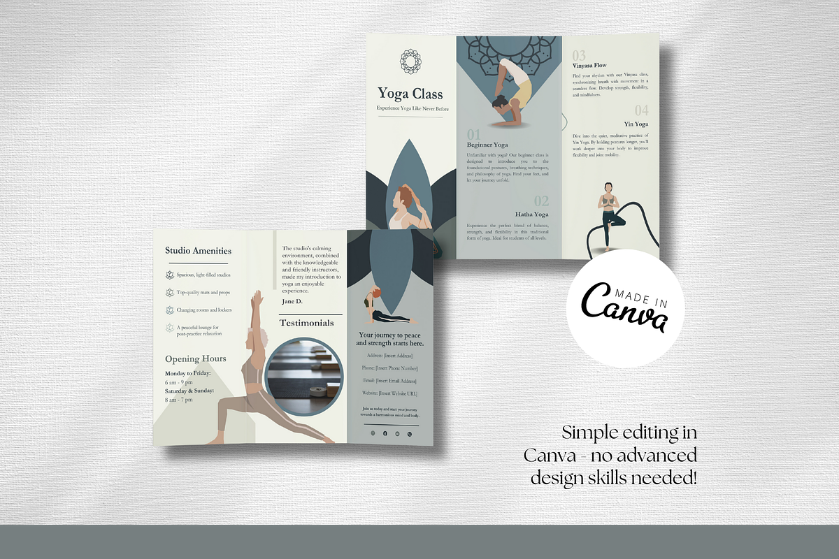 Yoga Studio Trifold Brochure | Canva, a Brochure Template by The Social Stuff (Photo 4 of 9)