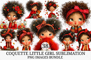 Coquette Little Girl Sublimation Png, an Illustration by Craft Nest