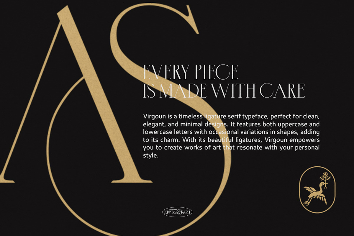 Virgoun | Ligature Serif Typeface, a Serif Font by Krismagraph (Photo 9 of 12)