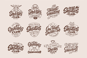 Logo Set Of Vintage Clay Shooting