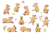 Cute Capybara, Characters set, an Animal Illustration by lenlis (Thumbnail 1 of 3)