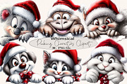 Christmas Peeking Characters Clipart, a Seasonal Illustration by SVGArt (Thumbnail 1 of 5)