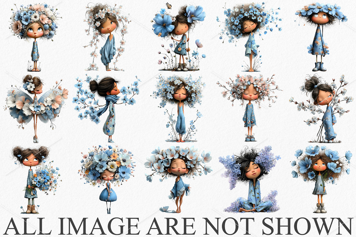 Whimsical Spring Girls Flowers PNG, an Illustration by Canvas Craft (Photo 3 of 7)