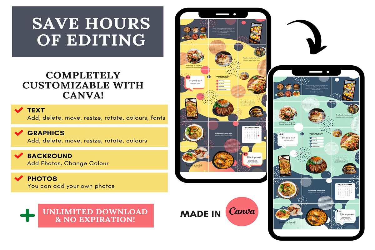 Food Instagram Puzzle Grid Template, a Social Media Template by LushBury