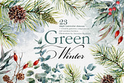 Watercolor collection Green Winter, a Decorative Illustration by RushkinaAntonina (Thumbnail 1 of 8)