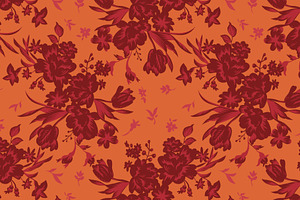 Blooming Peony. 4 Seamless Patterns.