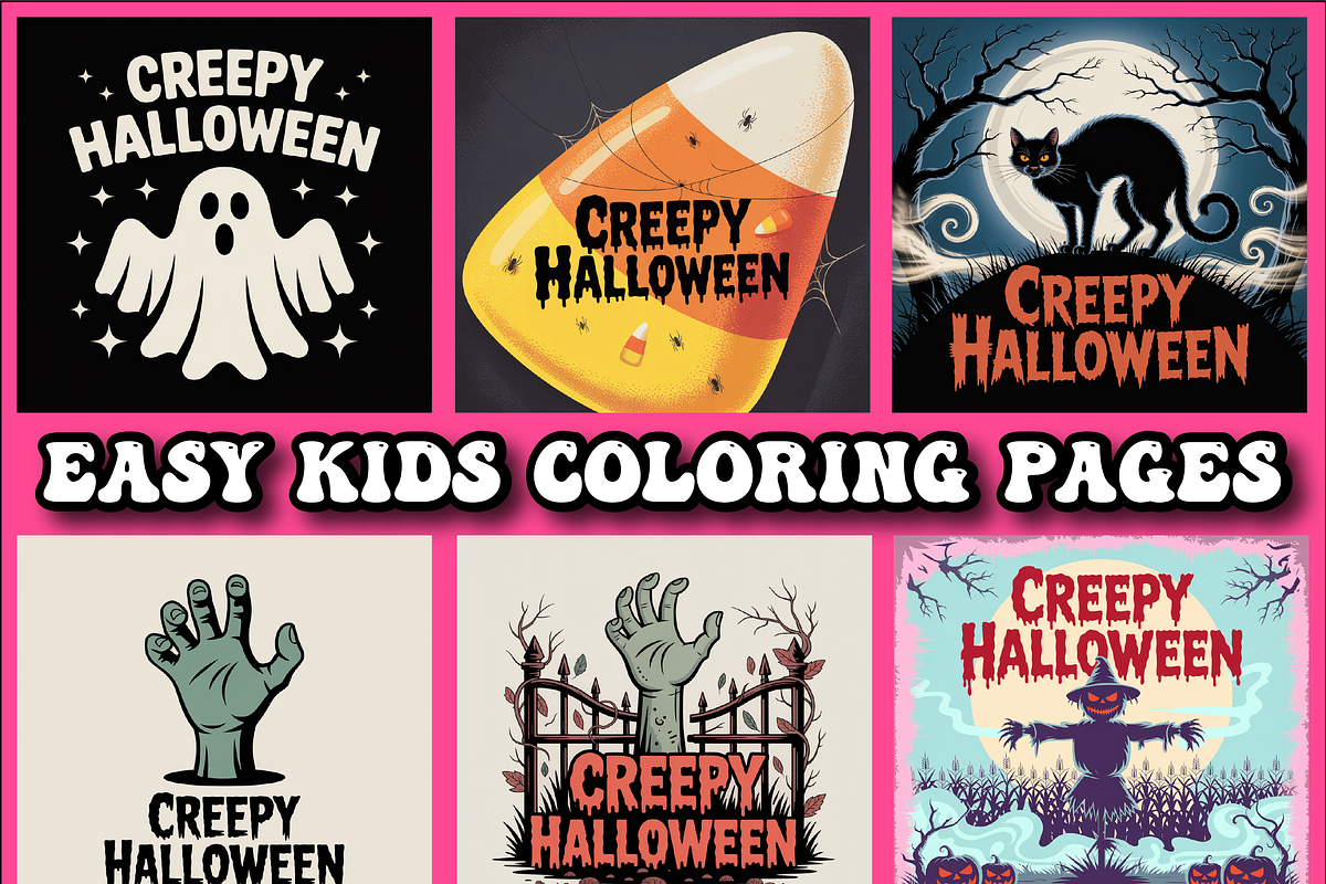 Creepy Halloween Coloring Pages, a Seasonal Illustration by Design Home (Photo 2 of 4)