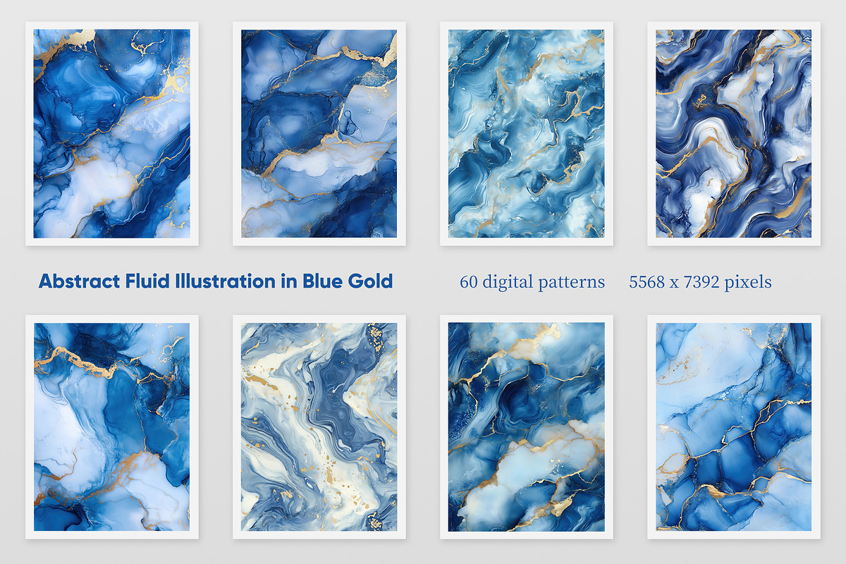 Abstract Fluid Illustration in Blue, a Decorative Illustration by Housui Patterns (Photo 2 of 9)