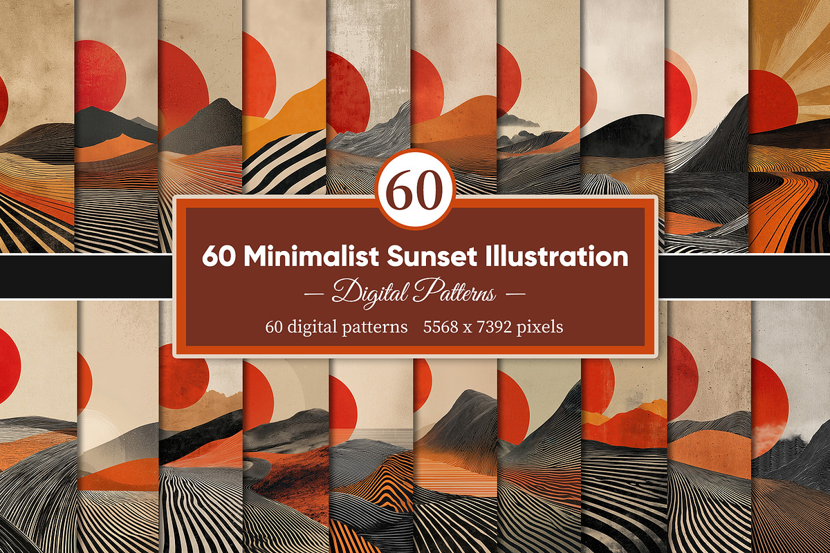 Minimalist Sunset Illustration, a Decorative Illustration by Housui Patterns (Photo 1 of 9)