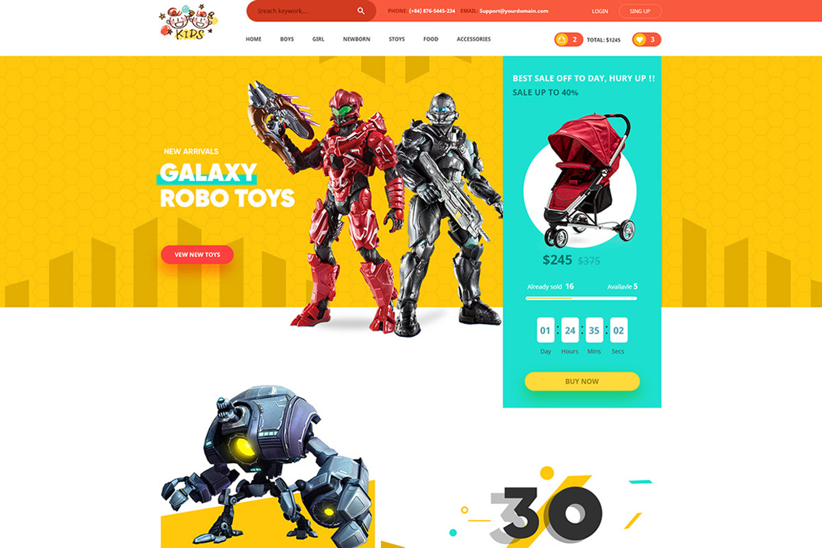 Kids - Love PSD for Kids, Baby shop, a Websites & App Template by Knighthemes (Photo 3 of 12)