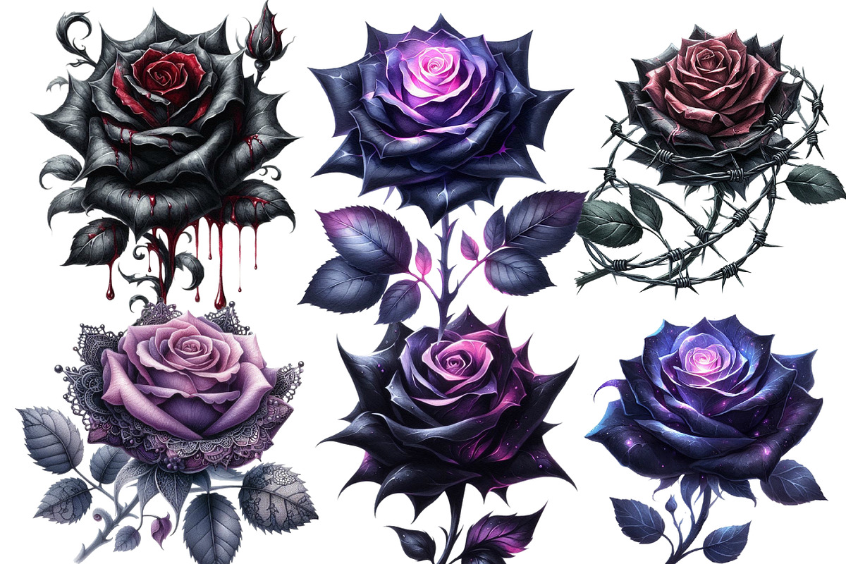 Dark Gothic Roses clipart, an Illustration by Designworld (Photo 6 of 6)