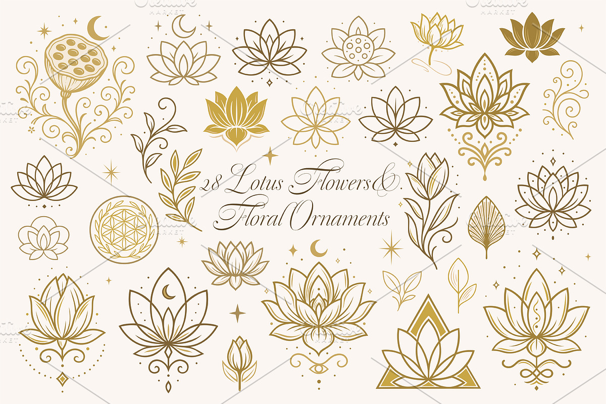 Mystic Lotus & Moon Ornaments, an Object Graphic by Christine Krahl (Photo 9 of 16)