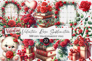 Valentine Rose Sublimation Clipart, an Illustration by Designworld