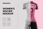 Women's Soccer Kit Mockup - Back, a Shirt Mockup by thedesignshark (Thumbnail 1 of 10)