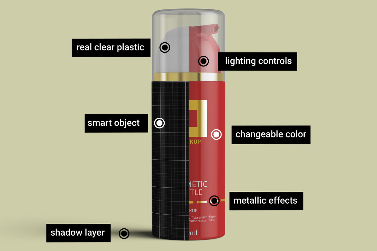 Airless Pump Cosmetic Bottle Mockup, a Cups & Container Mockup by Digitalphaser (Photo 2 of 5)