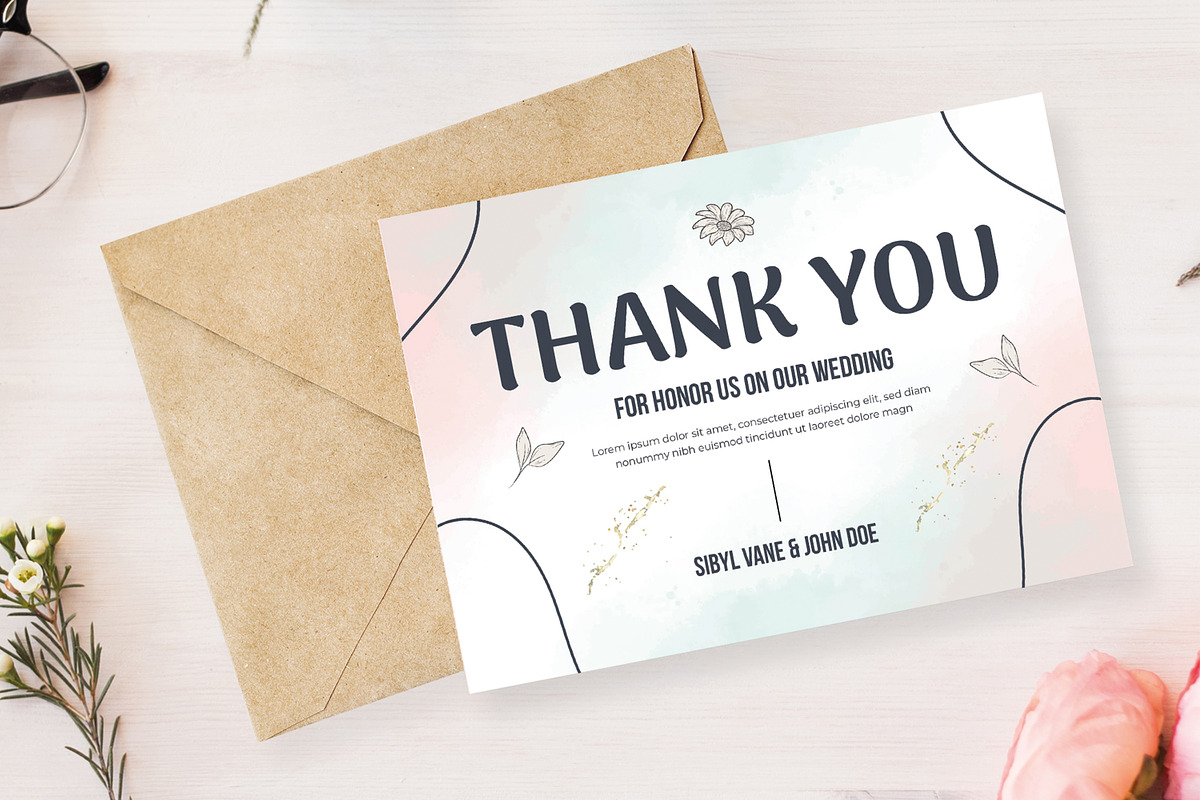 Elegant Wedding Thank You Card, a Card Template by MightyDesign (Photo 1 of 6)