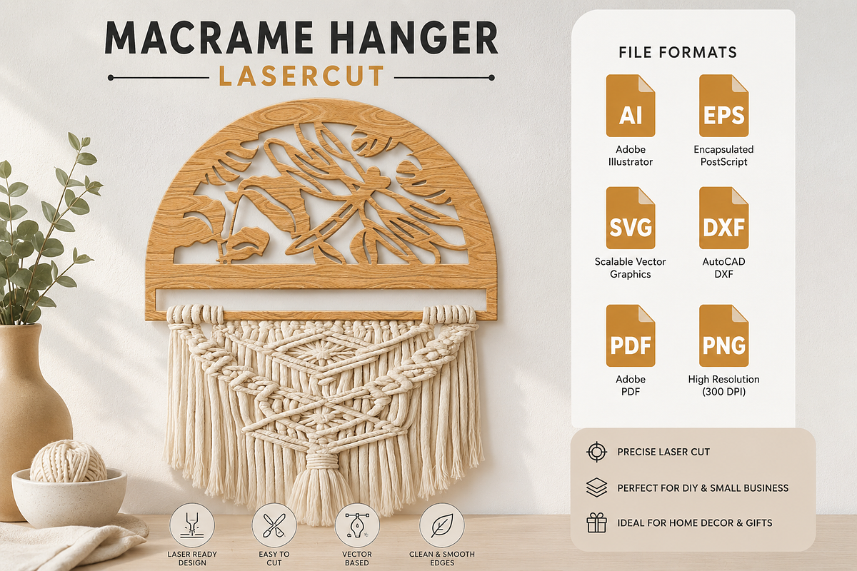 Dragonfly Macrame Hanger Lasercut, an Object Graphic by OTVEY DESIGN (Photo 7 of 13)