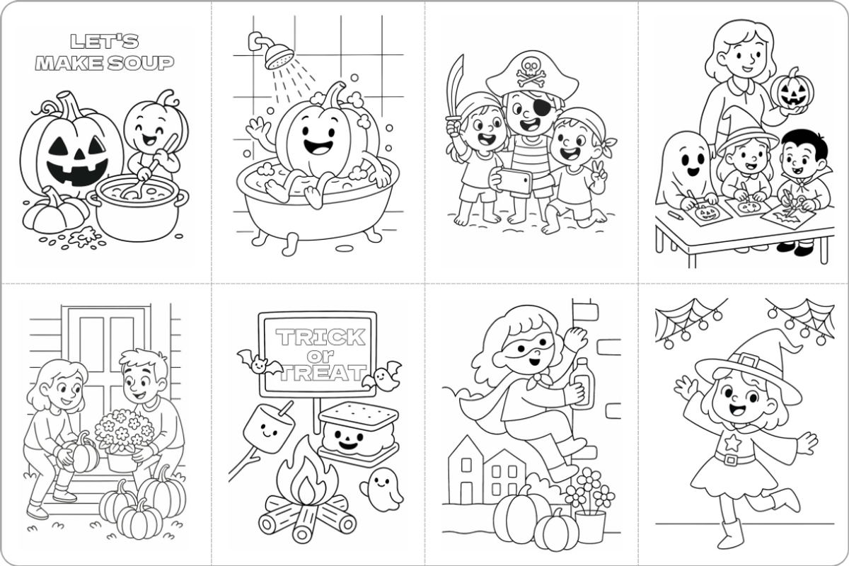 Halloween Activity Coloring PDF Page, a Seasonal Illustration by Nuvame Arts & Designs (Photo 5 of 8)