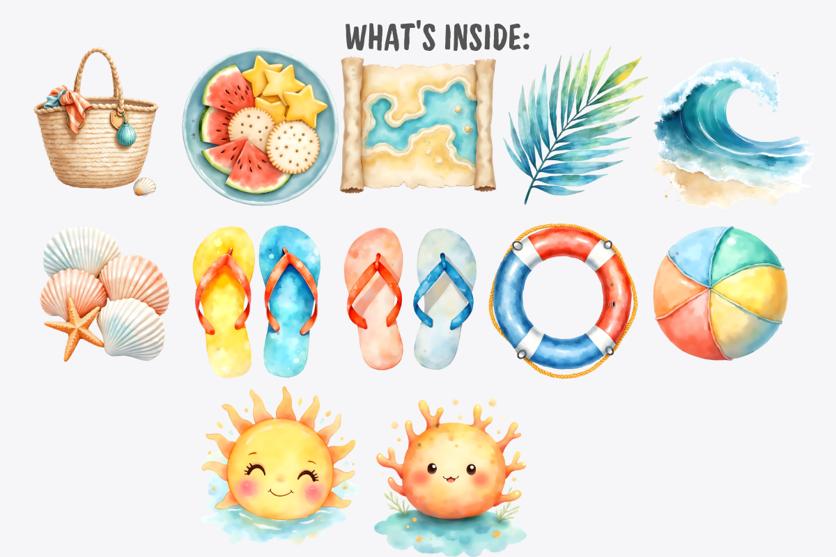 Summer Vacation Clipart, a Decorative Illustration by Anca Digital Vibe (Photo 6 of 9)
