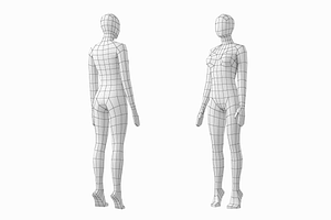 Female Base Mesh In 3 Modeling Poses