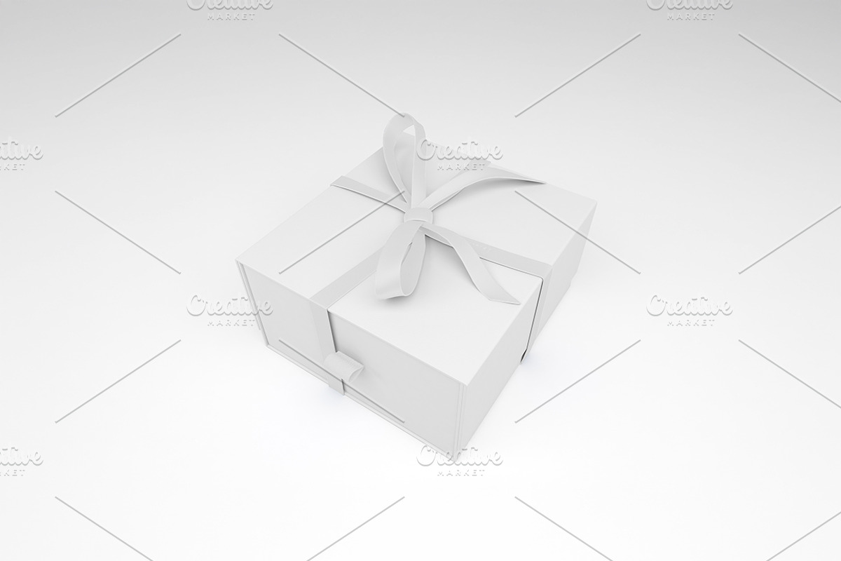 Gift Box With Ribbon Mockup, a Packaging Mockup by Qaleb Studio (Photo 3 of 3)