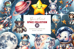 Space Animal Clipart, an Illustration by CreationArt