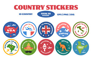 Travel Country Stickers Bundle