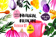 Natural Medicine Watercolor Set, a Food Illustration by Maria Zebroff (Thumbnail 1 of 5)