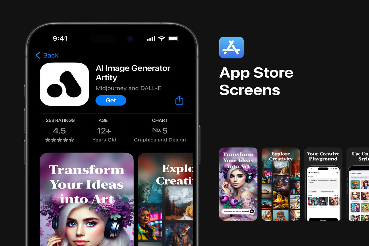 Artify AI Image Generator iOS UI Kit, an UI Kit Template by Creative Perspective (Photo 6 of 6)