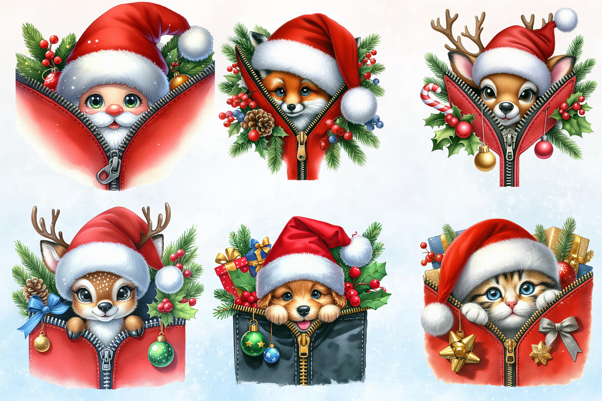 Christmas Peeking Out Zippers Clipa, a Seasonal Illustration by Rose Art (Photo 3 of 5)