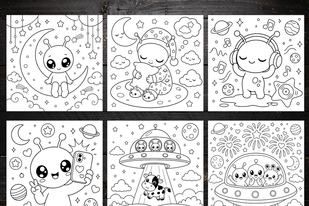 79 Printable Alien Coloring Pages, a Brochure Template by LA Design (Photo 2 of 10)