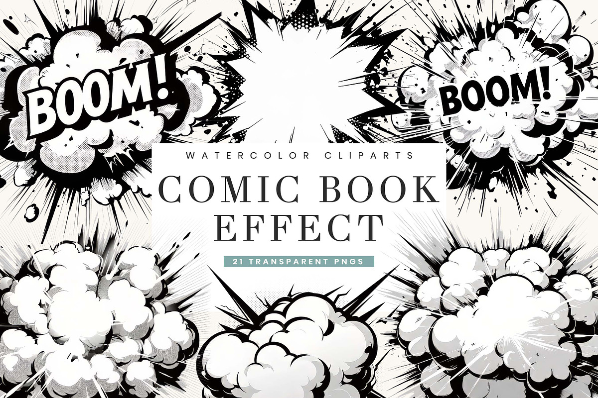 Comic Book Effect Clipart Bundle, an Object Illustration by ...