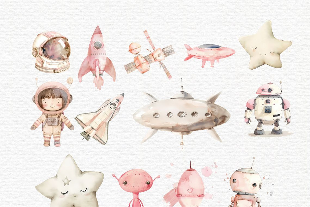 Pastel watercolor space, a Technology Illustration by Invite to Clipart (Photo 3 of 4)