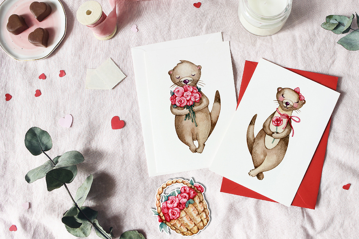 Love Otter, clipart, digital paper, an Animal Illustration by Artmanata (Photo 9 of 17)