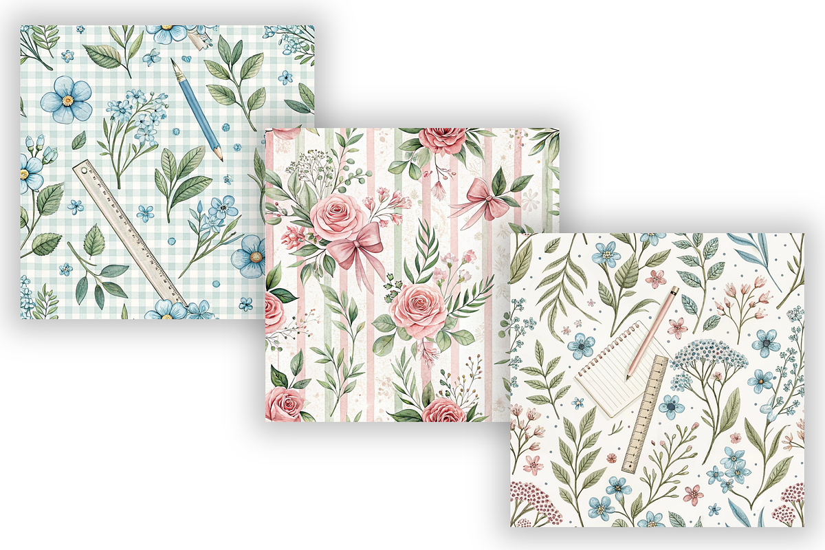 Watercolor Back to School Patterns, a Pattern Graphic by FloridPrintables (Photo 4 of 9)